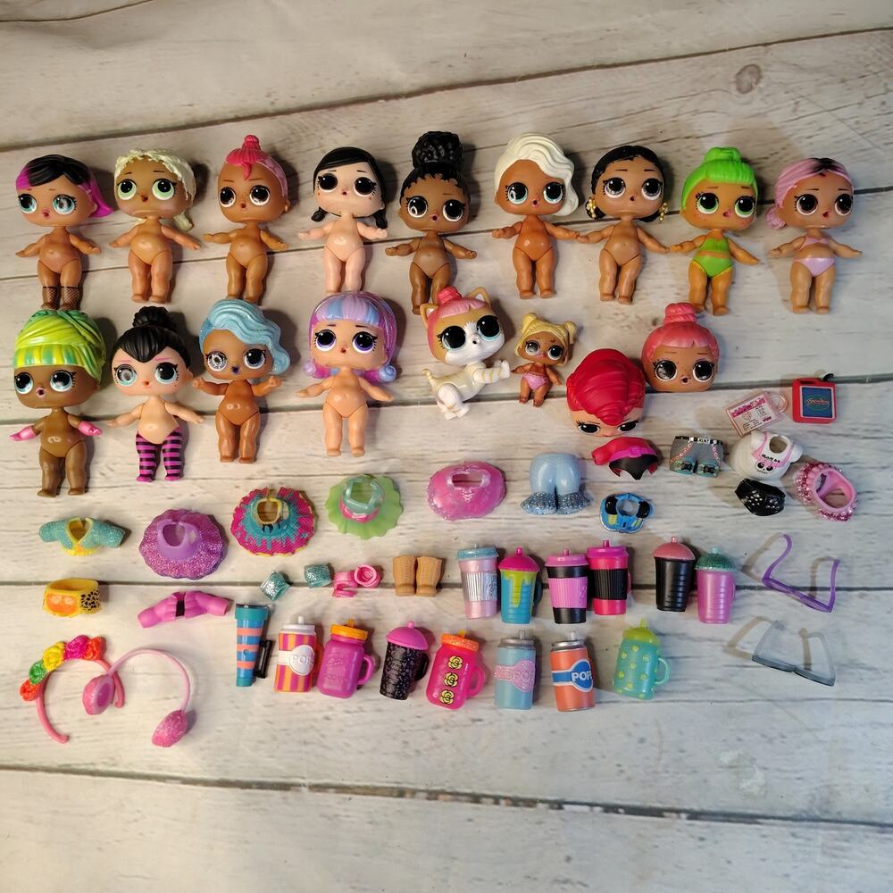 LOL OMG Surprise Dolls and Accessories Lot Cups Clothes